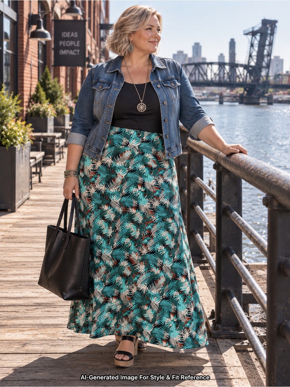 LuLaRoe Maxi Skirt Teal Turquoise Tropical Palm Leaf Botanical Print